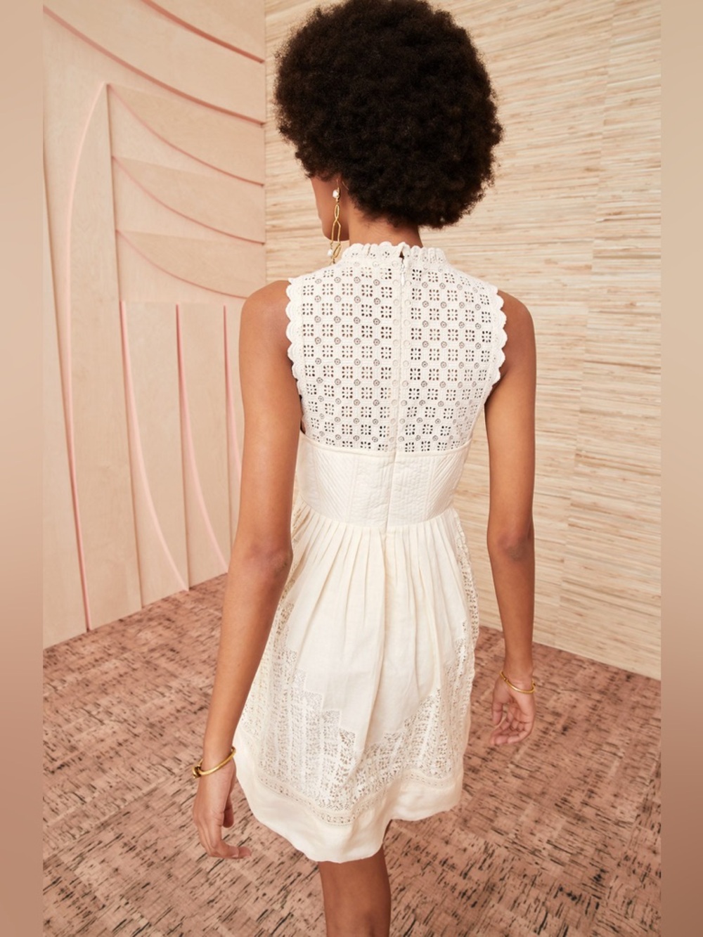 Ulla Johnson Sabrina Dress Crochet Silk Mini Dress Size 6 Medium‎ Lace Up Adjust - Picture 3 of 16